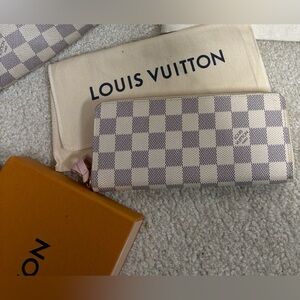 Louis Vuitton Clemence Damier Azur Wallet Rose Ballerine
